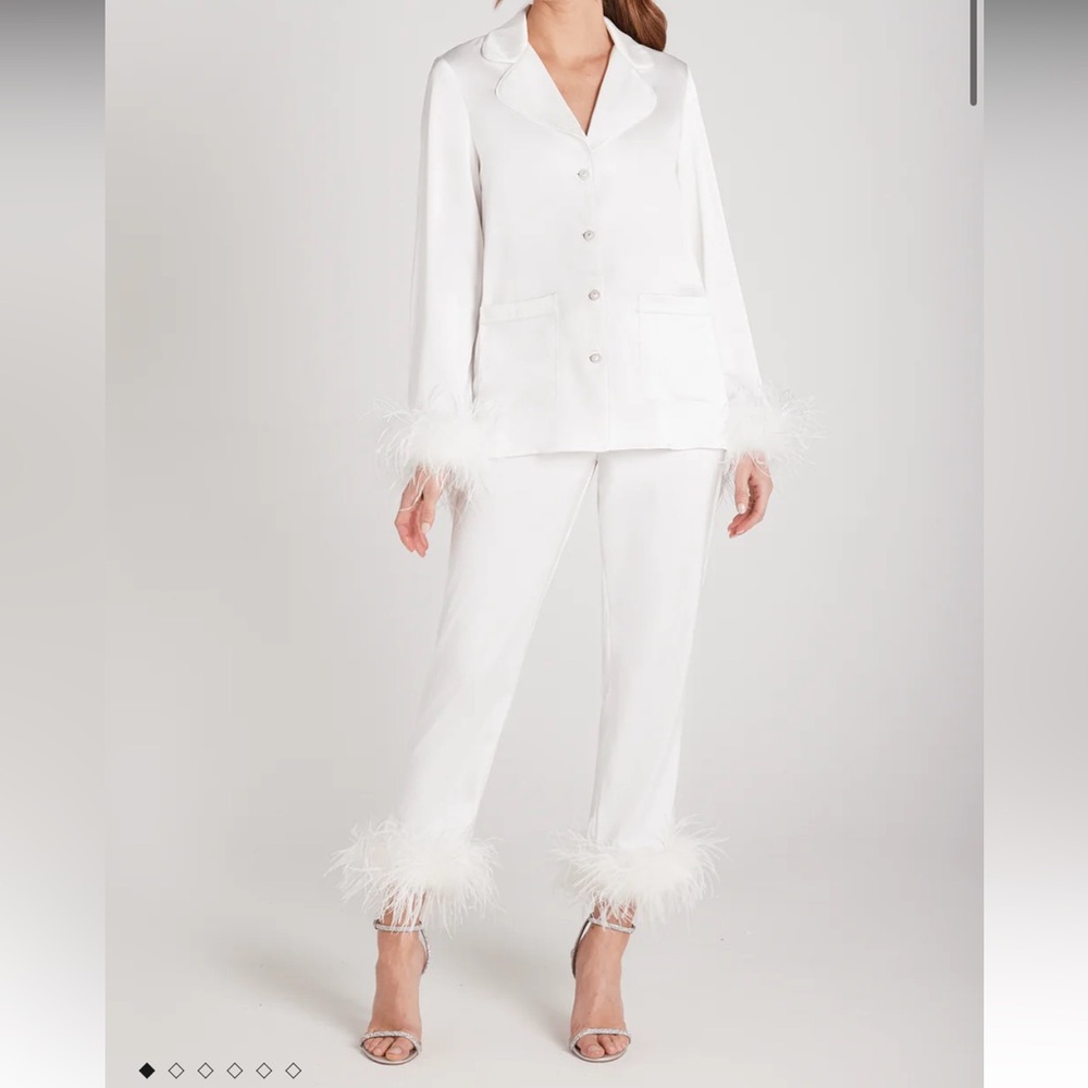 NADINE MERABI DARCIE WHITE FEATHER PAJAMAS